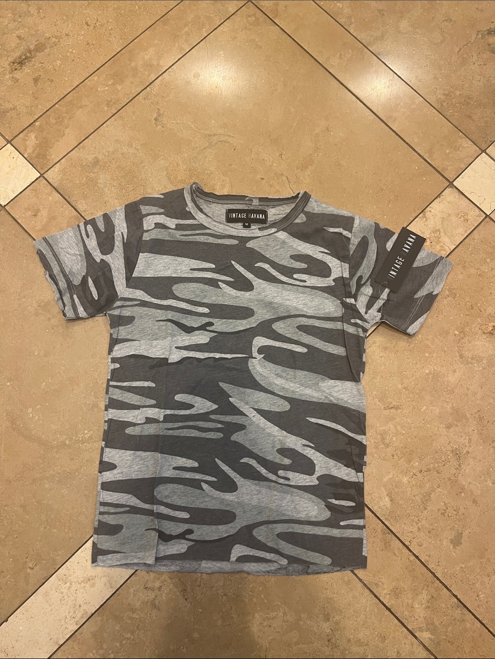 Vintage Havana Gray Camouflage Short Sleeve Tee